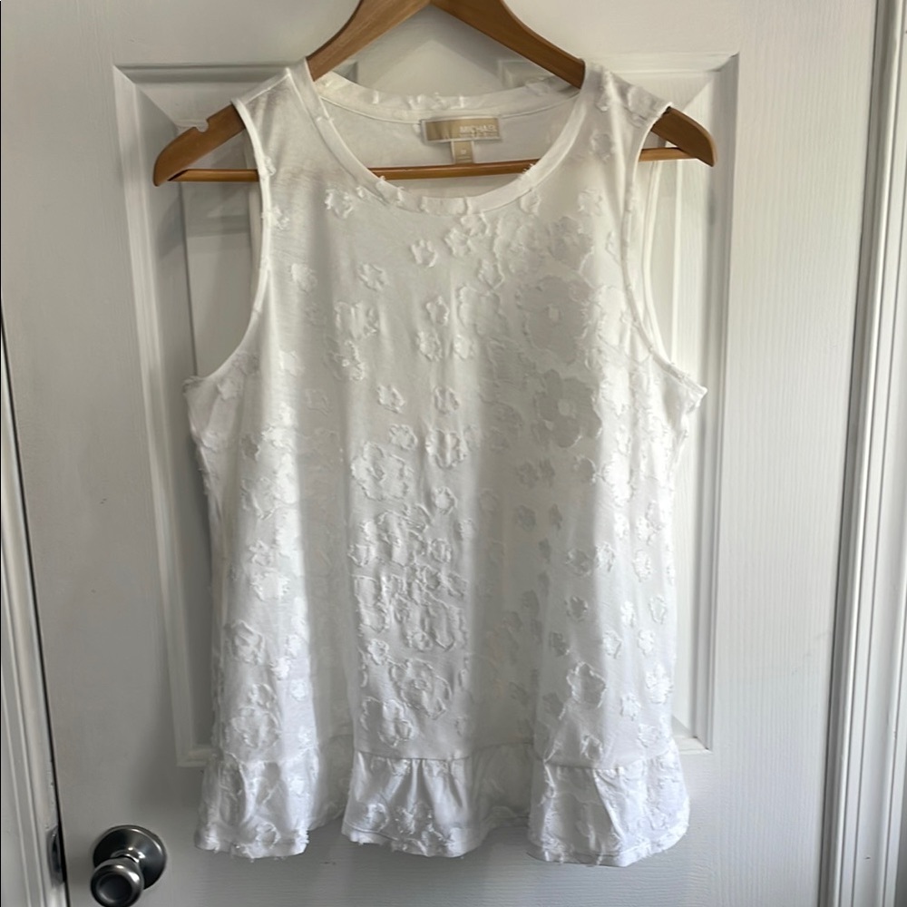 Michael Kors White Sleeveless Peplum Tank